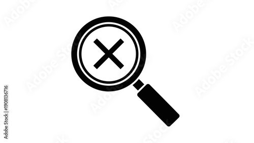 Magnifying glass with a cross symbol, representing search error or no results found