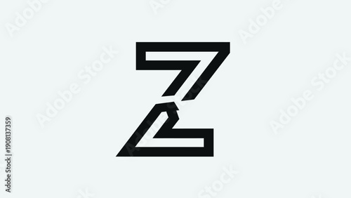 Modern Geometric Letter Z Logo, Minimalist Black and White Alphabet Icon