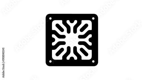 Black flat icon of a bipolar plate for fuel cells with white design