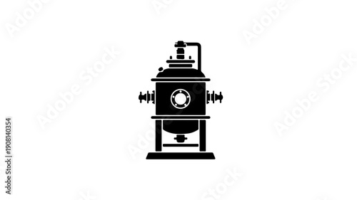 Biomass gasification reactor icon black glyph style industrial renewable energy symbol