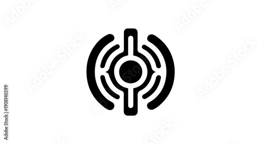 Flat black glyph icon of a cooling loop radiator on white background for design and technology