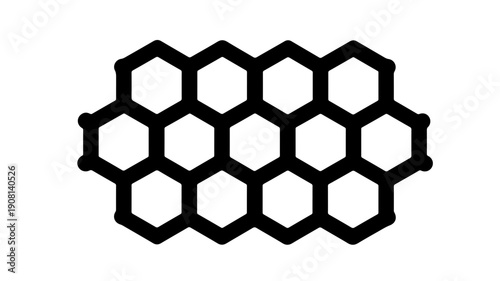 Black flat glyph icon of a graphene sheet layer structure on white background