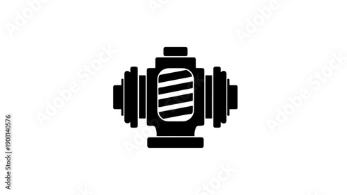 Black flat glyph icon of hydrogen combustion turbine on white background for energy concepts