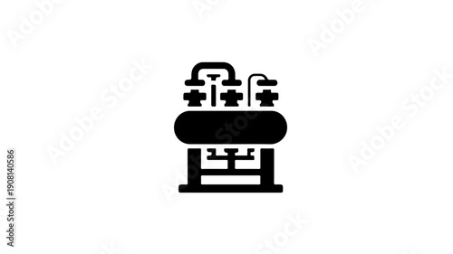 Flat black glyph icon of hydrogen blending injection system on white background for industrial and energy concepts