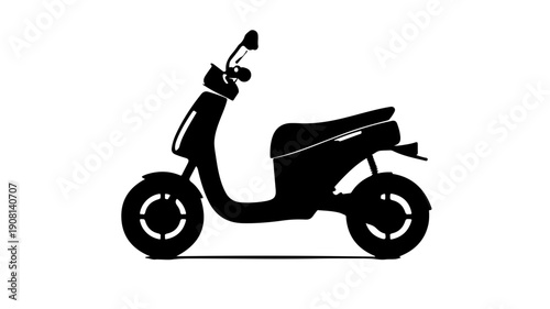 Flat black icon of hydrogen powered electric scooter moped bike