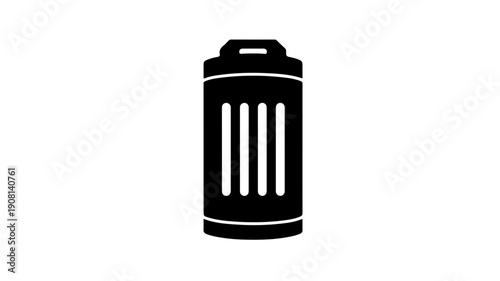 Black metal hydride storage tank icon with handle on white background for energy and technology concepts