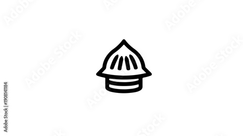 Simple black line icon of a flame arrester safety device for industrial use minimalist design on white background