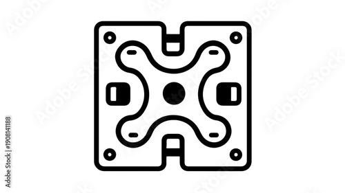 Minimalist black line icon of a fuel cell bipolar plate on white background simple design clean energy symbol