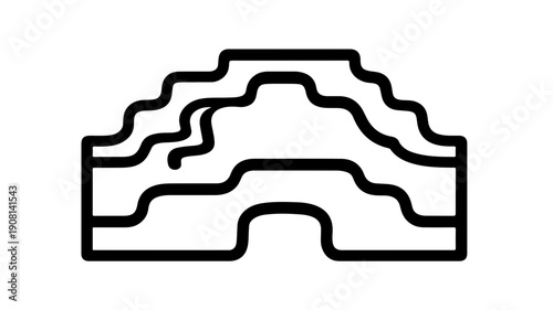 Minimalist black line icon representing underground salt mine or geological formation with layered structure and simple design