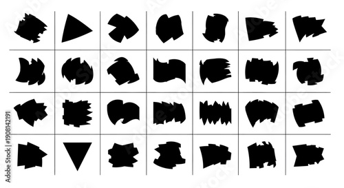 Abstract black shapes collection on white background