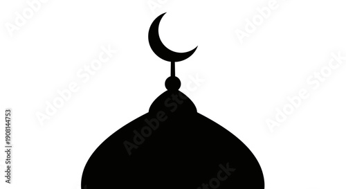 Silhouette of a mosque dome with crescent moon symbol on top.