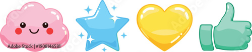 Cartoon cloud star heart thumbs up