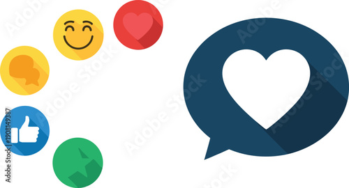 Colorful social media with speech bubbles and emoticons social media speech bubbles