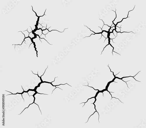 Cracked Surface Texture Collection: Realistic Fractures, Distressed Damage, Grunge Overlay Elements