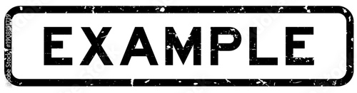 Grunge black example word square rubber seal stamp on white background