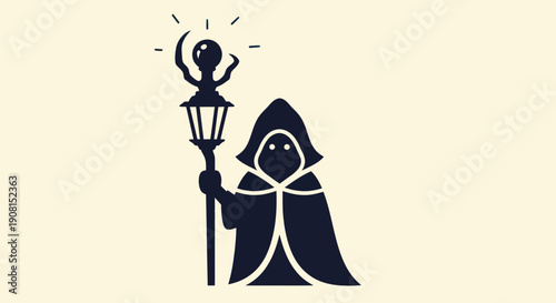 Mysterious figure holding illuminated object