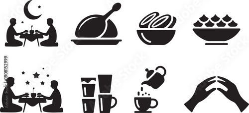 Various scenes of family and friends sharing meals and drinks during spiritual gatherings and festivals