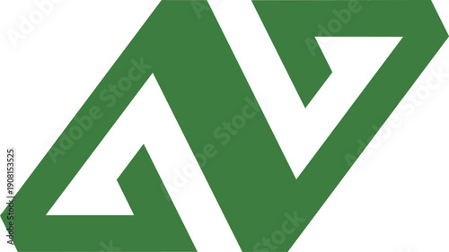 Modern geometric green letter n logo