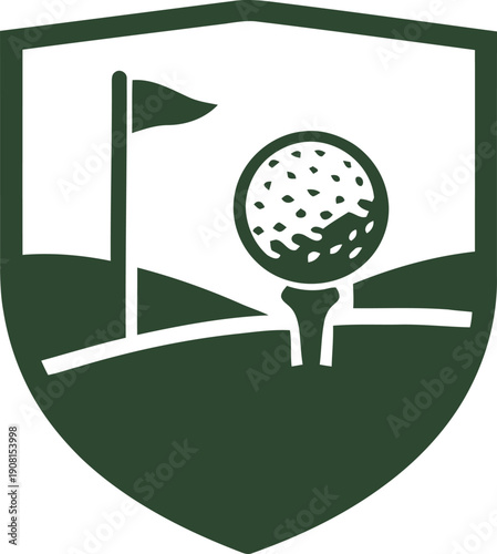 Classic Golf Shield Crest Logo – Green and White Tournament & Country Club Icon
