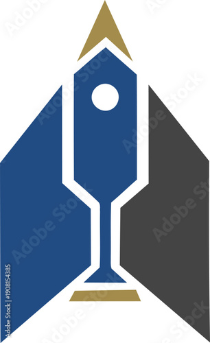 Geometric Rocket Launch Logo – Minimalist Tech & Growth Icon