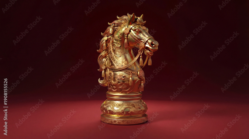 Fototapeta premium Auspicious Fire Horse: Lunar New Year Gold and Traditions Collection