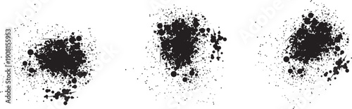 Black Ink Blot Grunge Splash Texture Vector Set