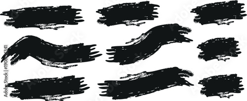 Dynamic Paint Brush Strokes Grunge Vector Set