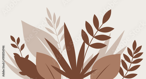 Abstract Botanical Illustration with Earthy Tones.