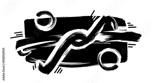 Abstract Brush Stroke Car Illustration Black and White.