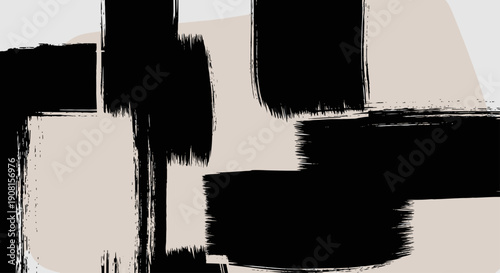 Abstract Brush Strokes of Black and Beige.