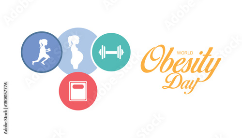 World Obesity Day is observed every year in March. Holiday, poster, card and background vector illustration design.