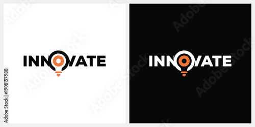 innovate logo design vector, typography light bulb logo icon concept