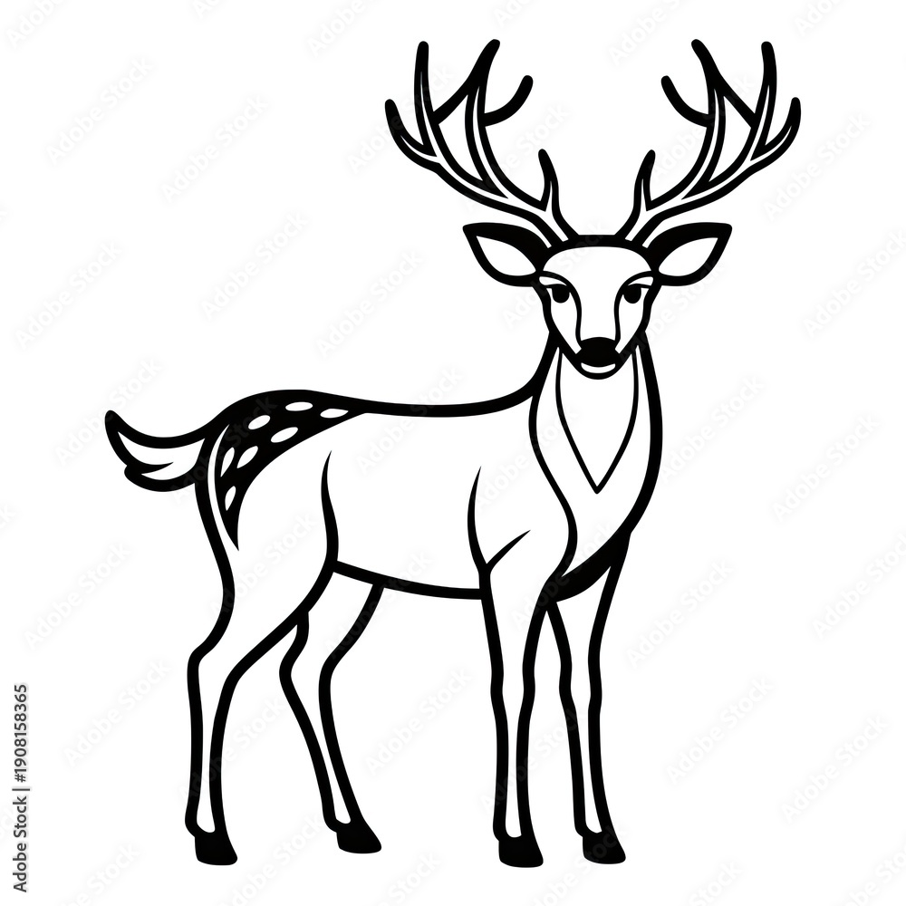 Fototapeta premium deer ,illustration outline isolated on white background