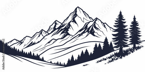 Majestic mountain range with dense forest at the base