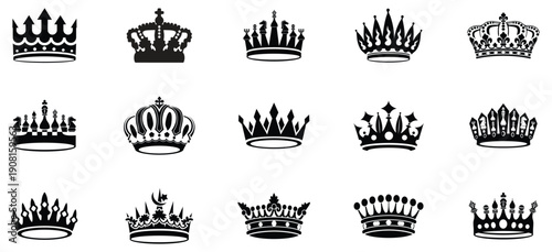 Crown icon set. Royal crown symbol collection. line crown icon. vector illustration.