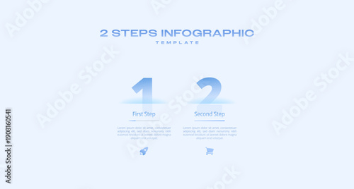 Light Blue Tech Infographic Template with Icons and Gradient Diagram, 2 Step Vector Workflow Layout for Presentations, Banners, Flowcharts, Business Reports, UI Design Assets, Modern Digital Style Pac