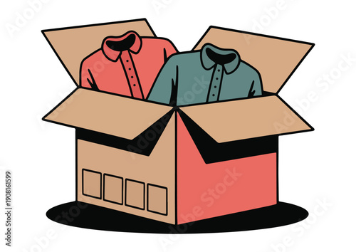 Clothes Donation Box with Shirts Illustration for Charity and Giving Concept