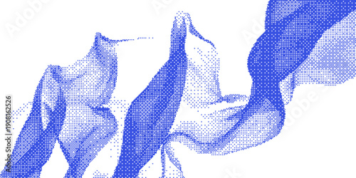 Photos Blue pixelated fabric waves on white background graphic resource for design