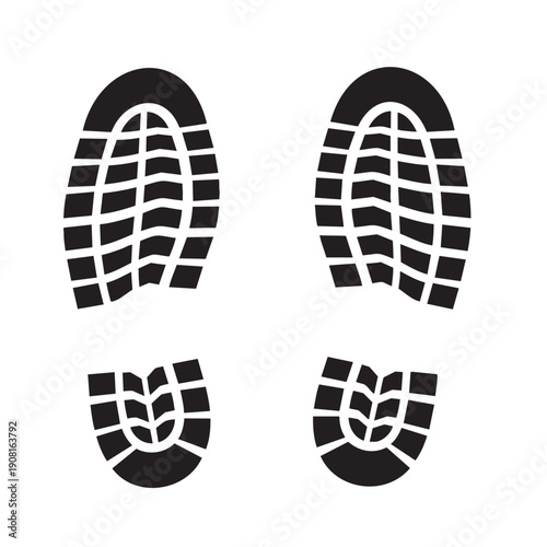 Detailed shoe tread pattern footprint design isolated on transparent