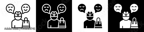 Consumer Behavior Icon Set In Black And White Filled Style Collection 