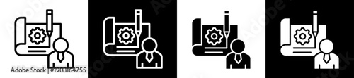 Client Blueprint Icon Set In Black And White Filled Style Collection 