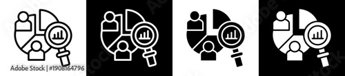 Demographic Analysis Icon Set In Black And White Filled Style Collection 
