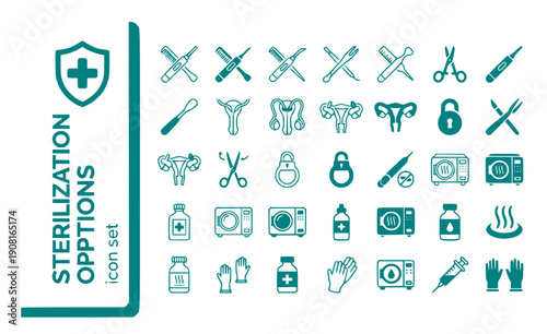Sterilization Options Tubal-Ligation Vasectomy Permanent-Contraception Surgical-Sterilization Sterilization-Procedure Permanent-Birth-Control Vector Icon Set - Sterilization