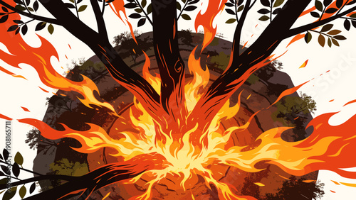Nature's Rebirth A Vibrant Forest Fire Ignites a Fiery Transformation