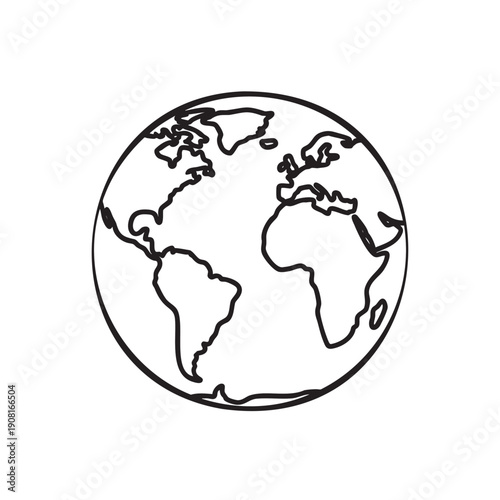 Handdrawn minimalist globe outline illustration for world concepts