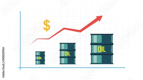 Crude oil price, oil barrel cost, increasing graph, petroleum production industry