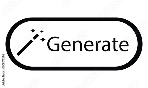 Generate Button Icon with Magic Sparkle for AI Tools, UI Interface and Creative Action