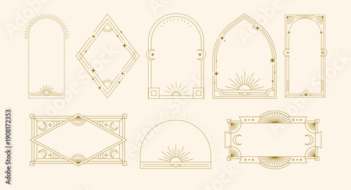 Art Deco Frame Set For Label, Tag, Sticker, Card, Invitation Elegant Linear Vector Luxury Classic Border Collection