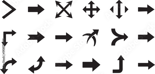 Black arrows on white background direction symbols 3