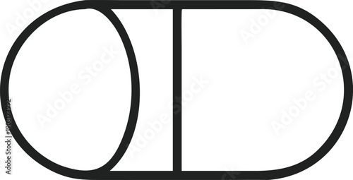 Black outline toggle switch icon, vector illustration isolated on white